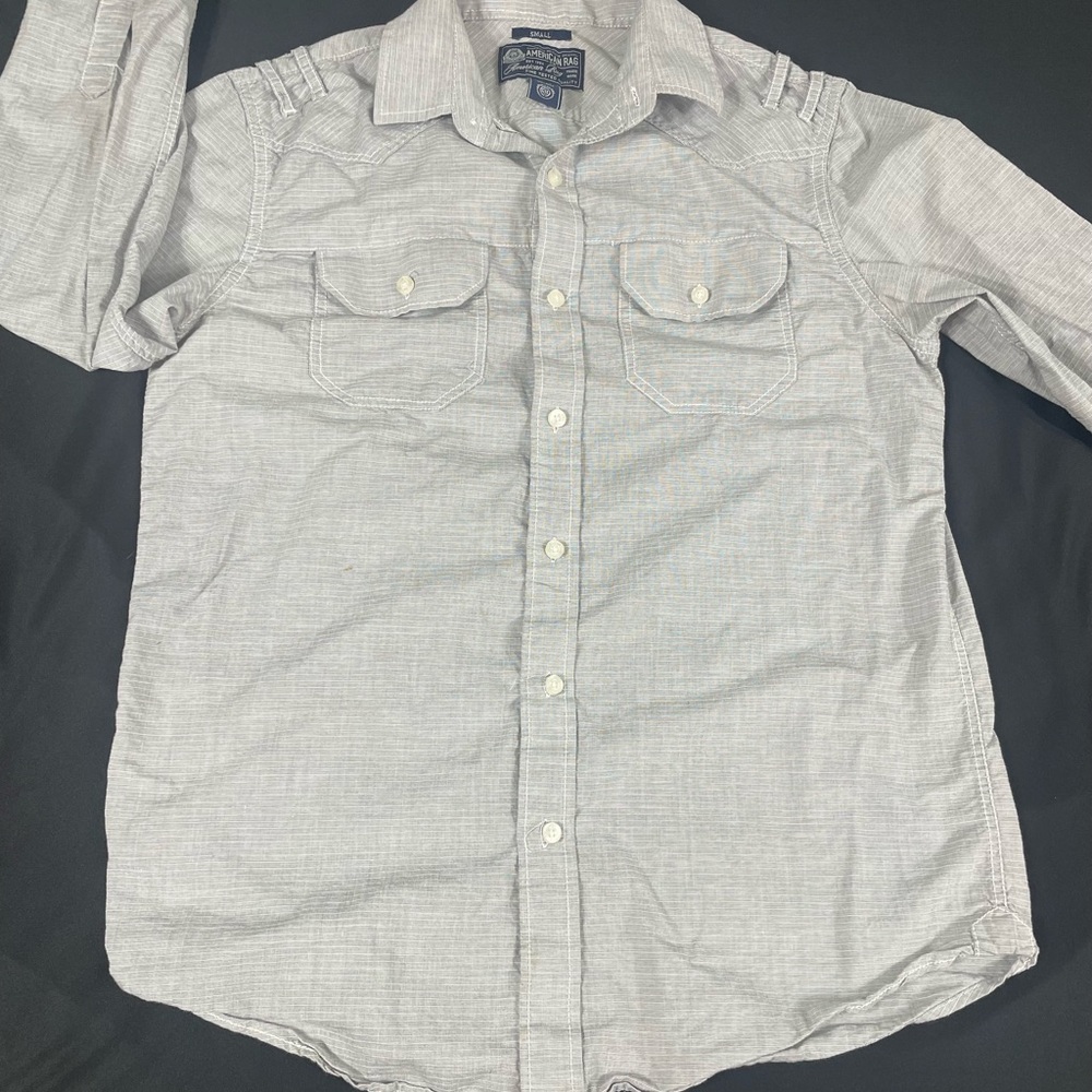 Américan Rag Cie Women Gray Striped Long Sleeve Button Up Shirt Size S - Picture 2 of 11